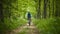 Nature\\\'s Cycling Symphony, Exploring the Enchanting Spring Forest on Two Wheels. Generative AI