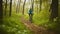 Nature\\\'s Cycling Symphony, Exploring the Enchanting Spring Forest on Two Wheels. Generative AI