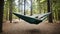 Nature s Embrace A Serene Camping Hammock on National S mores Day.AI Generated