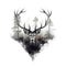 Nature\\\'s Enigma Double Exposure of a Wild Forest and Majestic Deer Head