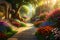 Nature\\\'s Extravaganza: Exploring the Intricate Splendor of an Enchanted Garden Bursting Blooming Flowers with Generative AI