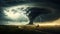 Nature s fury unleashed dramatic tornado swirls in lightning storm, illuminating the sky