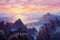 nature\\\'s grandeur with this canvas painting, featuring mountain peaks in a landscape of awe-inspiring beauty.