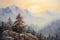 nature\\\'s grandeur with this canvas painting, featuring mountain peaks in a landscape of awe-inspiring beauty.