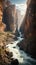 Nature\\\'s Grandeur: Where a Swift River Meets Towering Cliffs in Perfect Harmony