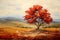 nature\\\'s harmony with this canvas painting featuring a colorful solitary tree in a vibrant landscape.