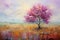 nature\\\'s harmony with this canvas painting featuring a colorful solitary tree in a vibrant landscape.