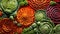 Nature\\\'s intricate patterns: A close-up view of organic vegetables