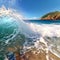 Nature\\\'s Majesty: Sunlit Giant Wave with Sea Foam