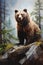 Nature\\\'s Majesty: A Vibrant Portrait of a Mighty Bear in an Oil