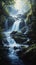 Nature\\\'s Monochromatic Symphony: The Majestic Power of Waterfall