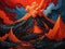 Nature\\\'s Power Unleashed Intense Volcanic Eruption on an Abstract Background, Ai Generative