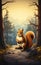Nature\\\'s Sentinel: A Majestic Squirrel in the Woods, Perched upo