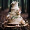 Nature's Serenade: A Rustic Multi-tiered Wedding Cake