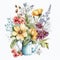 Nature\\\'s Symphony: Spring Flowers and Rusty Metal Teapot in Harmony AI Generated