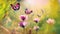 Nature\\\'s Symphony: Vibrant Purple Blooms in a Meadow AI-Generated Closeup