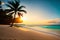 Nature\\\'s Tranquility: A Secluded Beach Scene with Turquoise Waters and Golden Sand with Generative AI