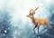 Nature\\\'s Winter Palette: A Deer in Snow, a Paintbrush in Hand, a