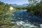 Nature of Scandinavia in summer. Abiskojokk river in Abisko National Park