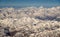 Nature scene - Aerial top view of Snow Mountain of himalaya mountains on sunny day winter season at Leh Ladakh , Jammu and Kashmir