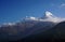 Nature Scene of Top of Mt. Machapuchare is a mountain in the Annapurna Himalayas of north central Nepal seen from Poon Hill, Nepal