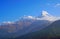 Nature Scene of Top of Mt. Machapuchare is a mountain in the Annapurna Himalayas of north central Nepal seen from Poon Hill, Nepal