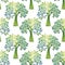 Nature seamless pattern with oak tree branches and leaves