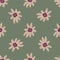 Nature seamless pattern with pink pale flowers ornament. Green background.