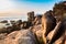 Nature Seascape with Exotic Boulders at Sunrise at Hon Chong Promontory