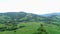 Nature on the slope in the mountains. trees, bushes, sky