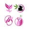Nature spa logo Stone Woman Leaf Design Icon vector Template set