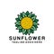 Nature Sunflower Vector Logo, Organic Flower badge, flora creative emblem Design
