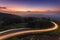 Nature sunrise background amazing curve road and twilight color long exposure view. Popular travel Mountain in Thailand