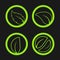 Nature symbols with leaf, simple circles, circular green eco labels