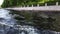 Nature and tourism concept. The surface of the water next to the ship. Point of view of the passenger, looking at the water