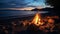 nature view with sea and fire and full moon generated by AI tool