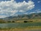 Nature views with a lake along the North Fork Highway in Wyoming