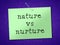 Nature Vs Nurture Words Means Theory Of Natural Intelligence Against Development - 3d Illustration