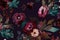 nature wallpaper decoration flower background chinese dark bouquet vintage burgundy peony. Generative AI.