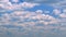 Nature weather blue sky and puffy fluffy white clouds. Panorama.