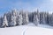 Nature winter landscape. Lawn covered with snow. High mountain. Snowy background. Location place the