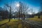 Nature in winter time, lake and arbour