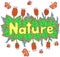 Nature word - colorful lettering art. Doodle cartoon artwork. Vector illustration