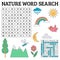 Nature word search game for kids in vector