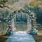 Natures altar spring wedding by the lake, blue and white