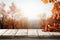 Natures autumn beauty showcased on a white wooden table backdrop