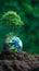 Natures balance Concept of renewable energy with tree, globe, and greenery