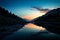 Natures canvas at dusk a tranquil blue mountain lake scene