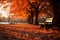 Natures canvas a park adorned with vivid autumnal orange hues