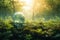 Natures embrace Globe amidst lush forest bathed in sunlight